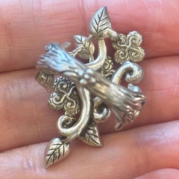 BARBARA BIXBY RING LOTUS FLOWER STATEMENT STERLING 925 RHODOLITE GEMS 7.5 EUC - Picture 9 of 16